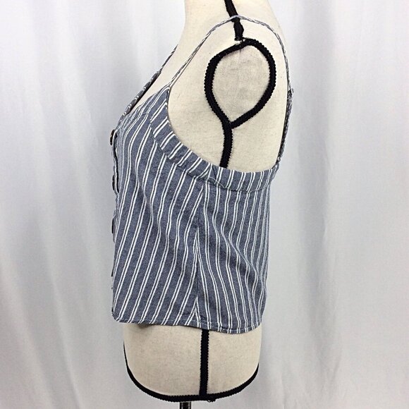 Garage Cami Crop Tank Top Womens Size Medium Striped Button Down Skater Beach - Picture 4 of 6